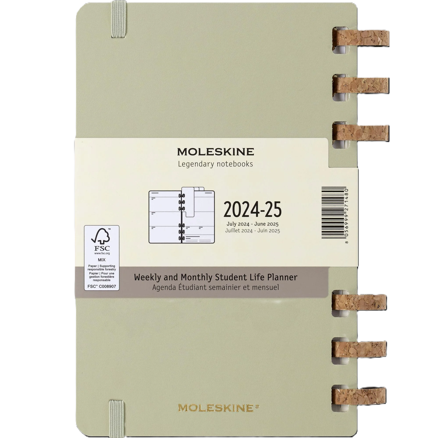 DI Moleskine 2025 12-Month Large Hardcover Academic Spiral Planner: Kiwi