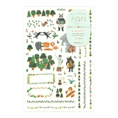 ST Midori Yuru Log Sticker 2 Sheets Forest Animal