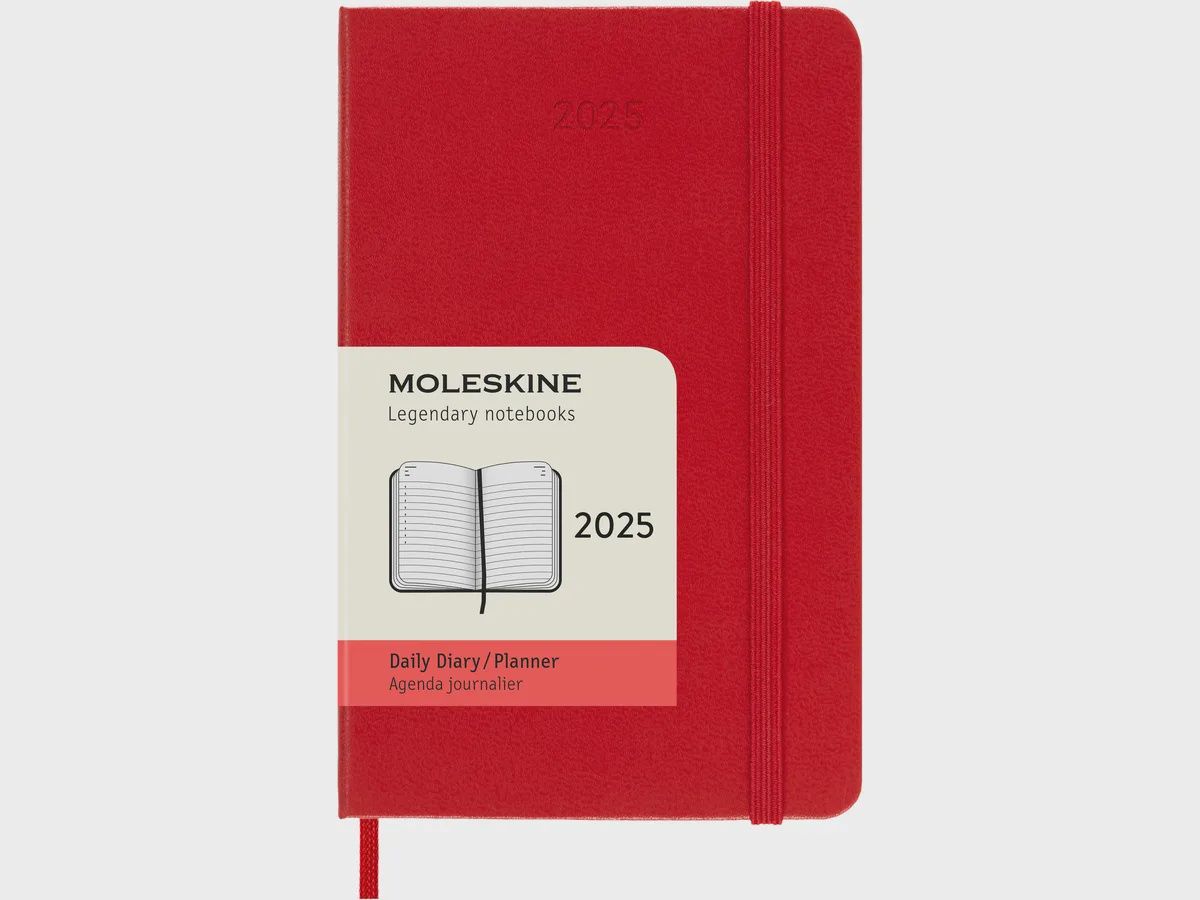 DI 2025 12-Month Daily Pocket Hardcover Notebook: Scarlet Red