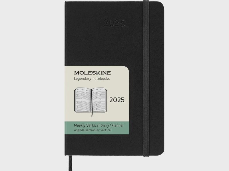 DI 2025 12-Month Weekly Vertical Pocket Hardcover Notebook: Black