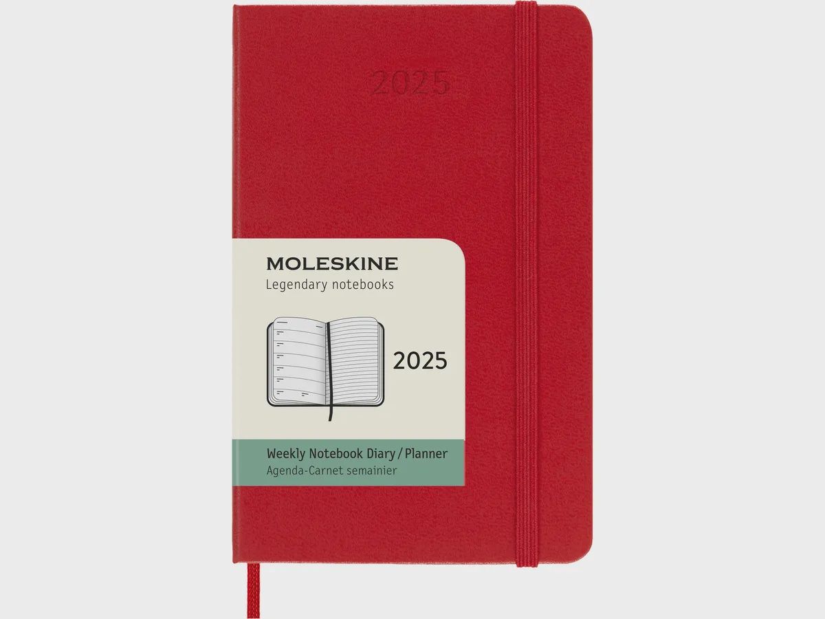 DI 2025 12-Month Weekly Pocket Hardcover Notebook: Scarlet Red