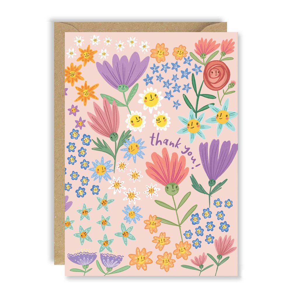 GC Flower Faces Thank You Greeting Card