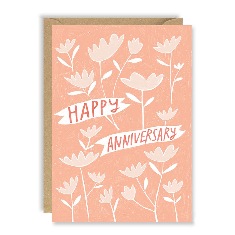 GCO Anniversary Pink with Flowers Greeting Card