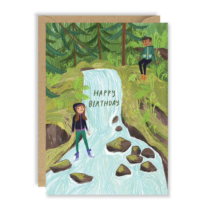 GC Mossy Waterfall Birthday Greeting Card
