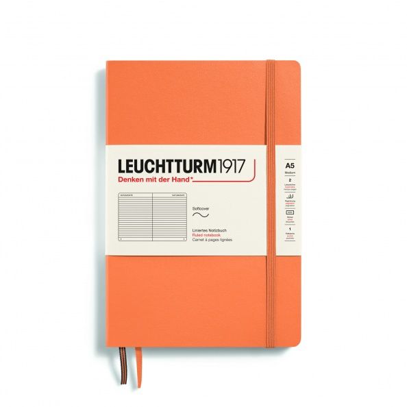 XNB Medium Softcover (A5), 123 numbered pages, 80g/m² paper Apricot, ruled