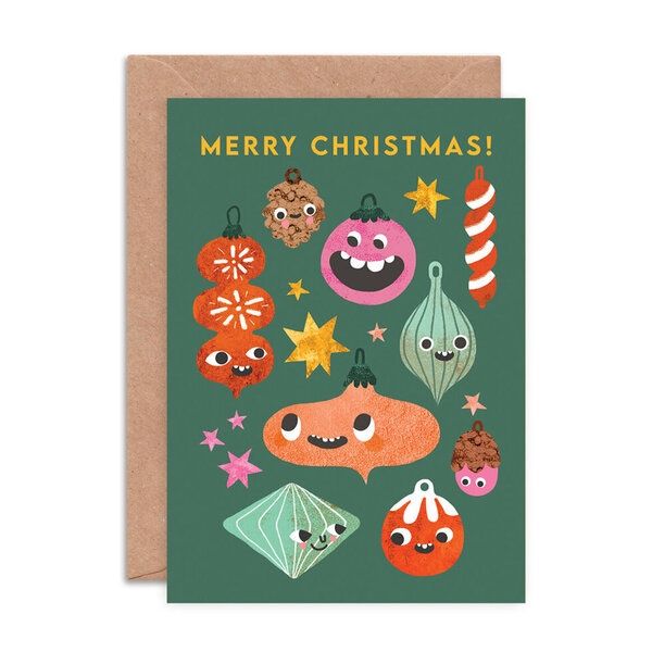 GCX Christmas Bauble Faces greeting card
