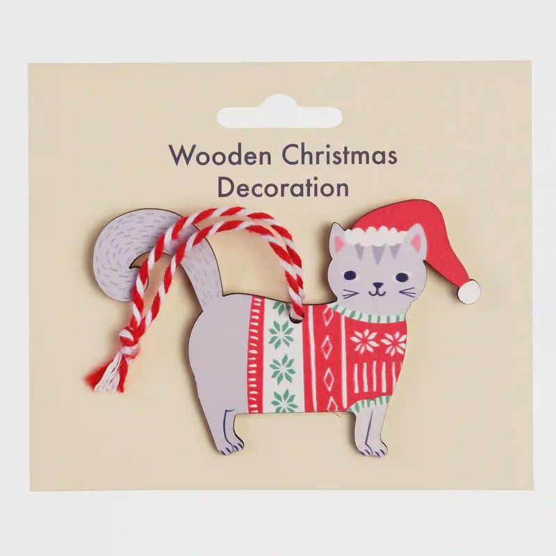 ST Grey Cat Christmas Decoration