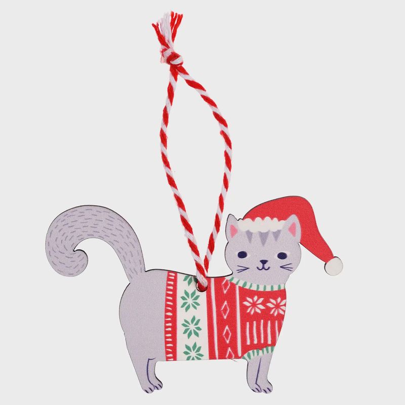 DCX Grey Cat Christmas Decoration