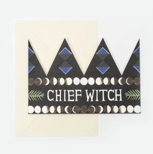 GC Chief Witch Party Hat Greetings Card