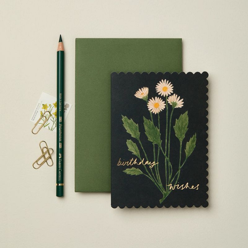 GC Botanical Daisy &#39;Birthday Wishes&#39; Greetings Card