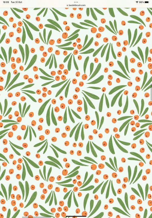 GW Leaves and Orange Berries Gift Wrap