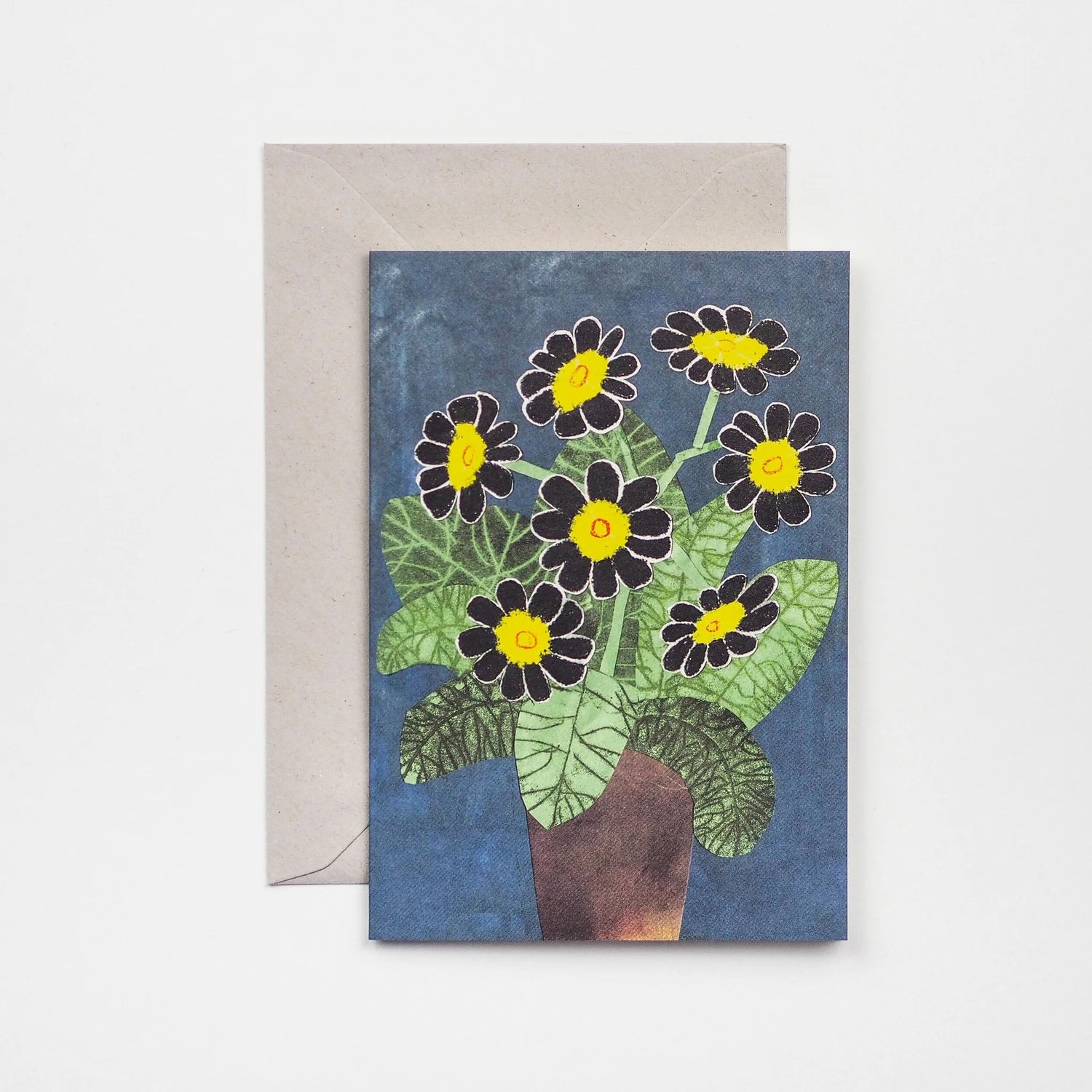 GC Black Flowers Greetings Card