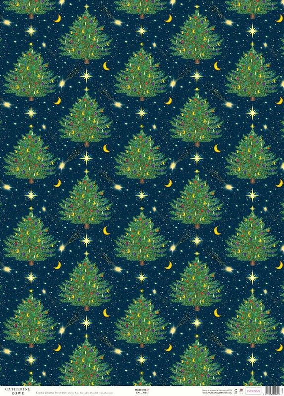 GWX CELESTIAL CHRISTMAS TREES Gift Wrap Sheet (25)