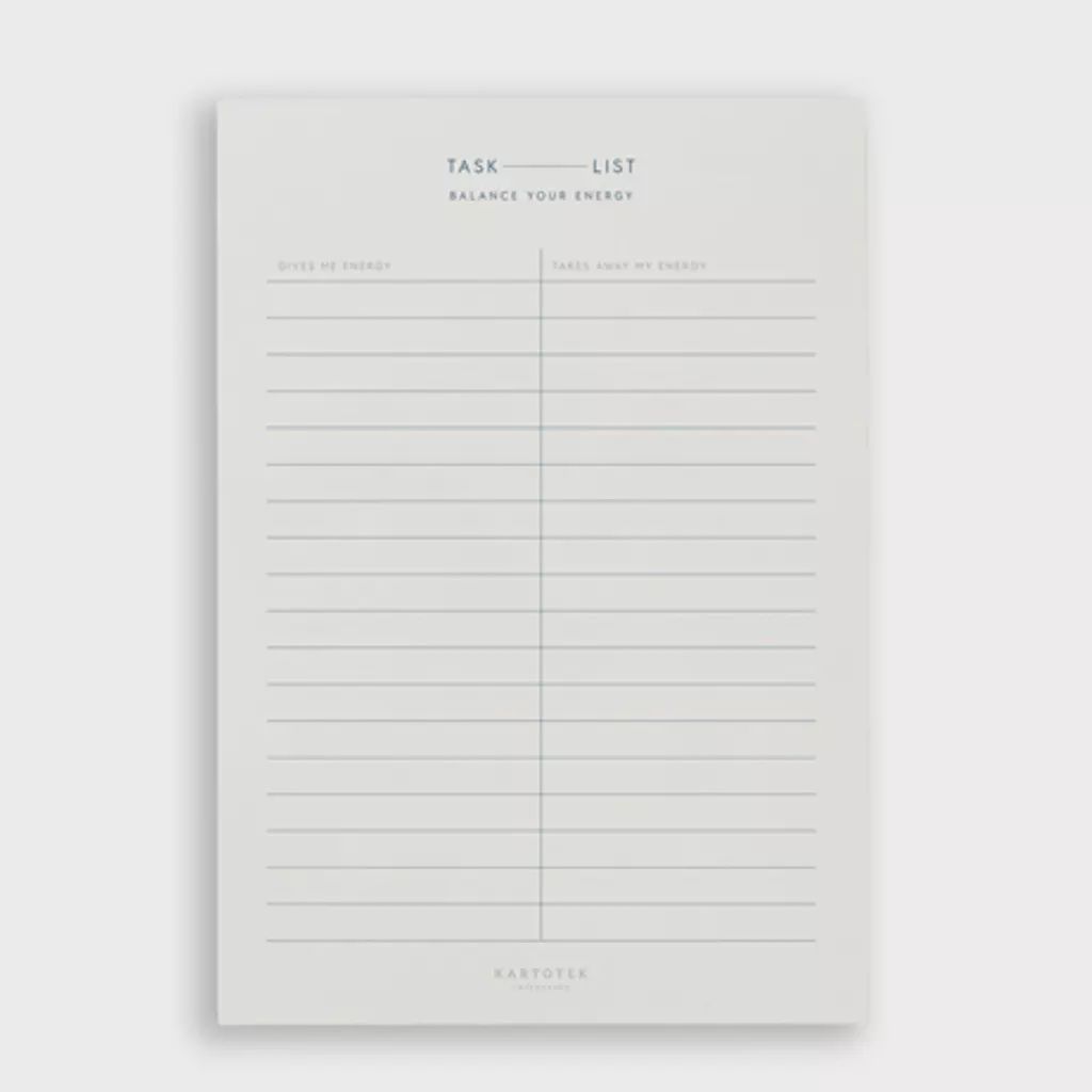 NB TASK LIST // ENERGY BALANCE NOTEPAD
