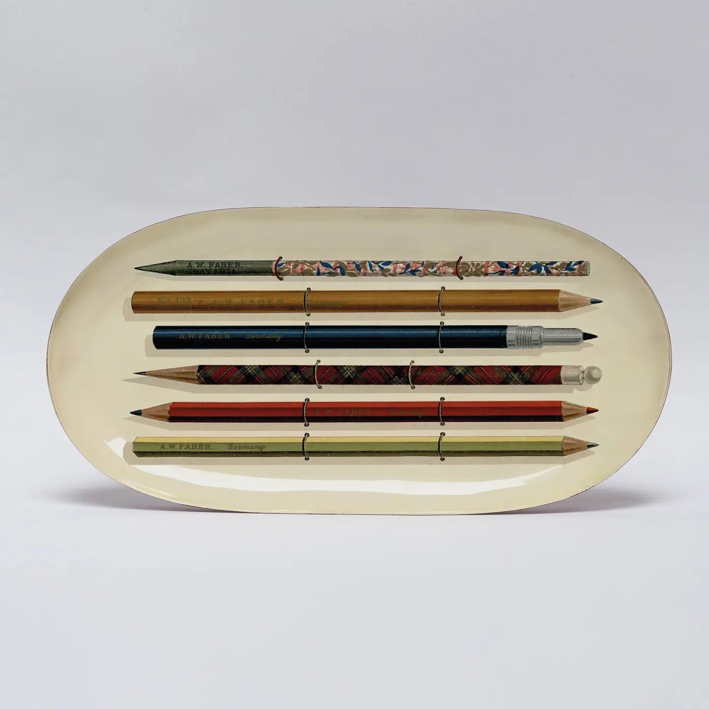 GF Vintage Pencils Printed Enamel Tray - Oval
