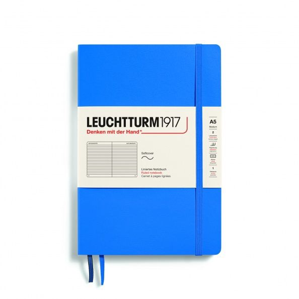 XNB Medium Softcover (A5), 123 numbered pages, 80g/m² paper Sky, ruled