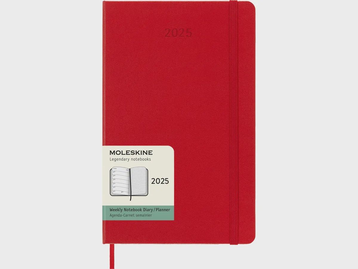 DI 2025 12-Month Weekly Large Hardcover Notebook: Scarlet Red