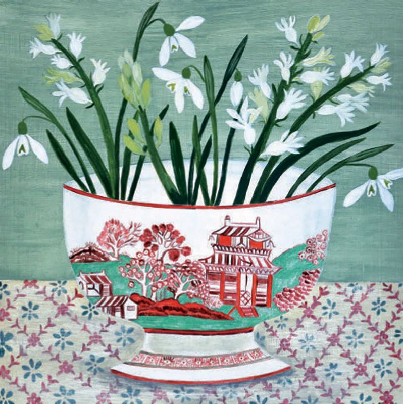 GCX AGBI CHRISTMAS CARD PACK – Snowdrops in Bowl (3)