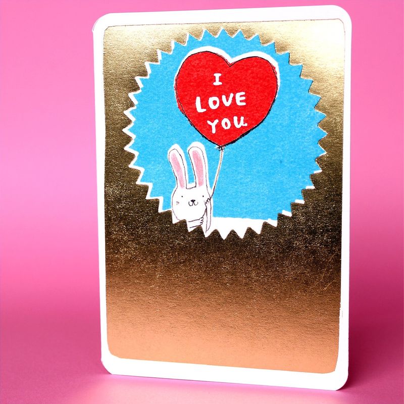 GC Gold I Love You Bunny Greetings Card