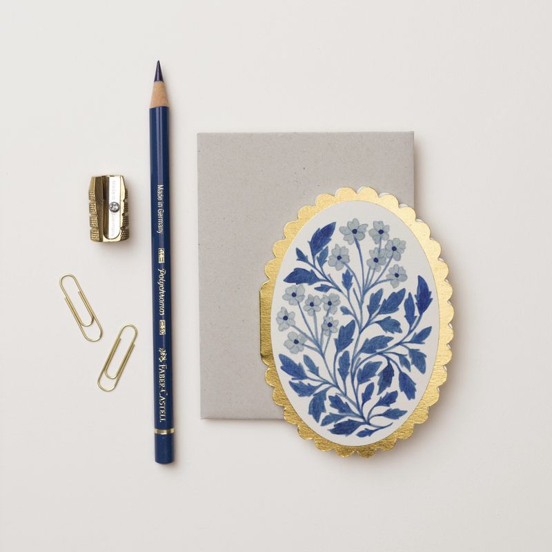GC Blue Flora Mini Greetings Card