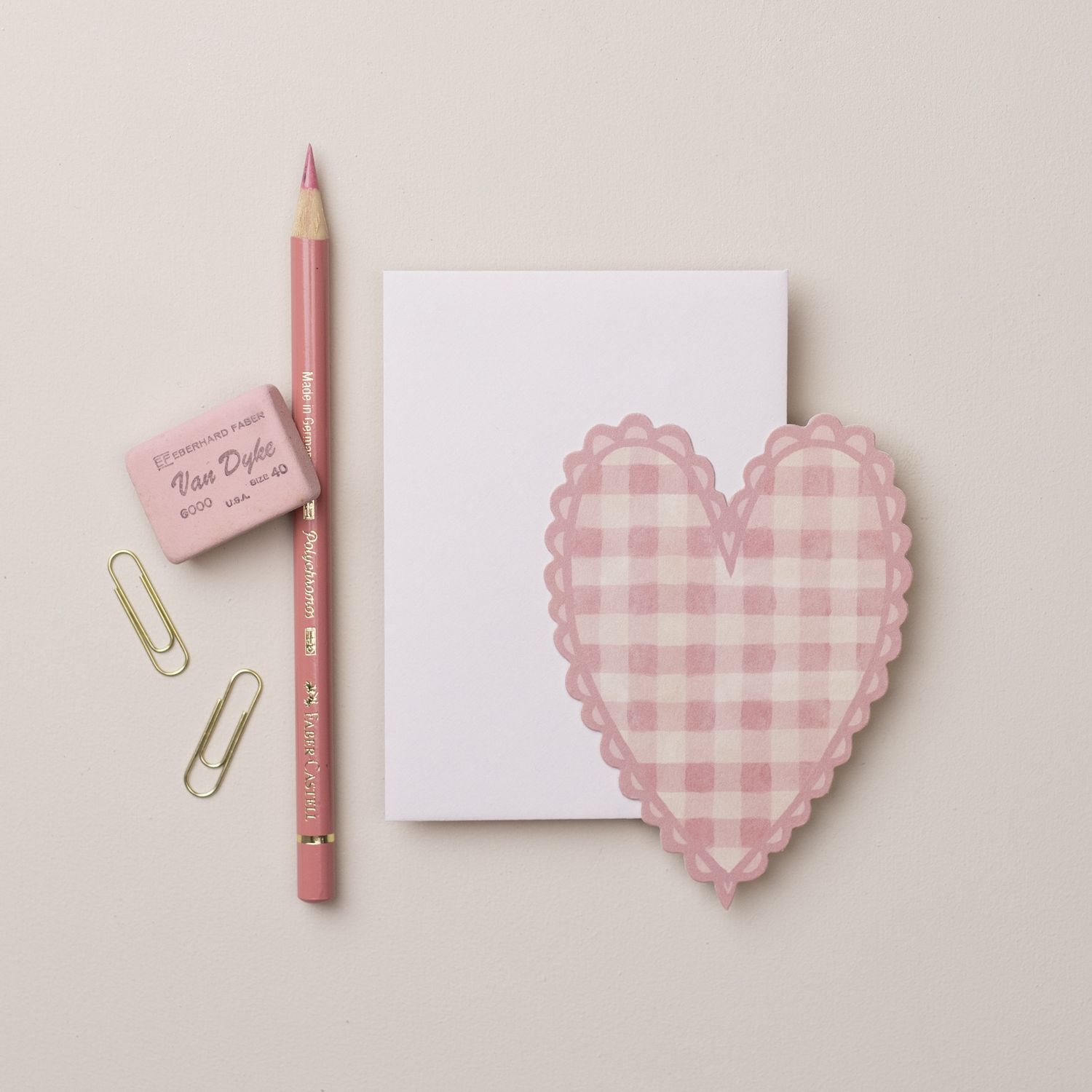 GC No. 1 Pink Hingham  Heart Mini Greetings Card