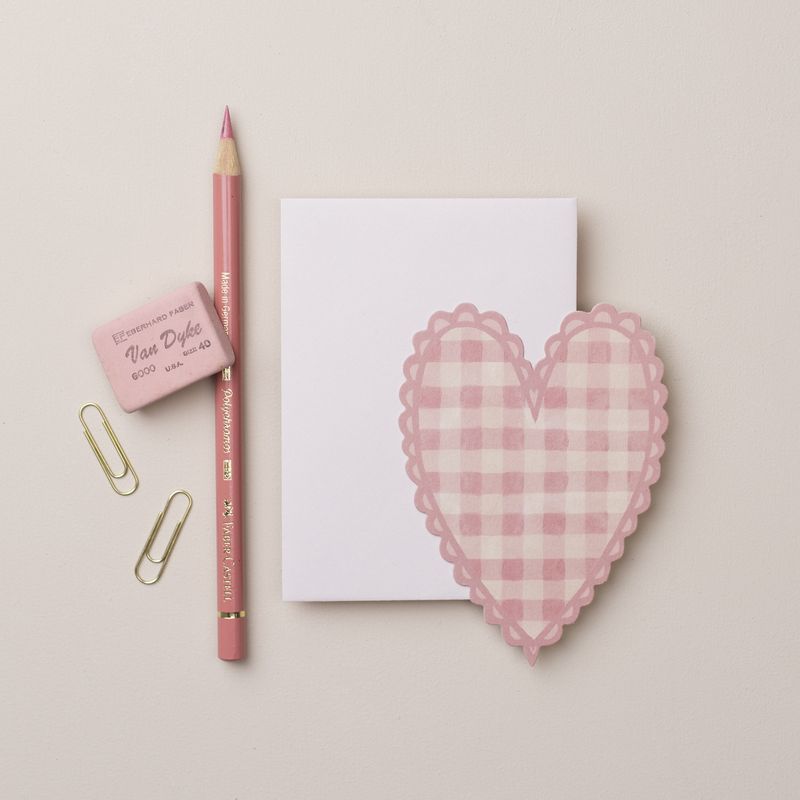 GC No. 1 Pink Hingham  Heart Mini Greetings Card