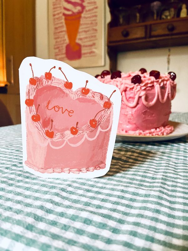 GC Love Heart Cake Greetings Card