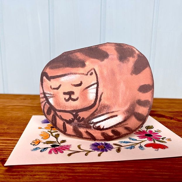 GC Curled Up Cat Greetings Card