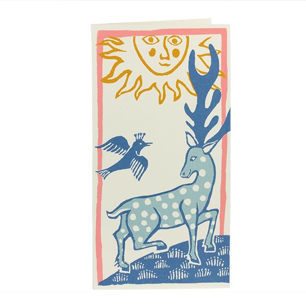 GC SMALLER LONG CARD DEER AND BIRD