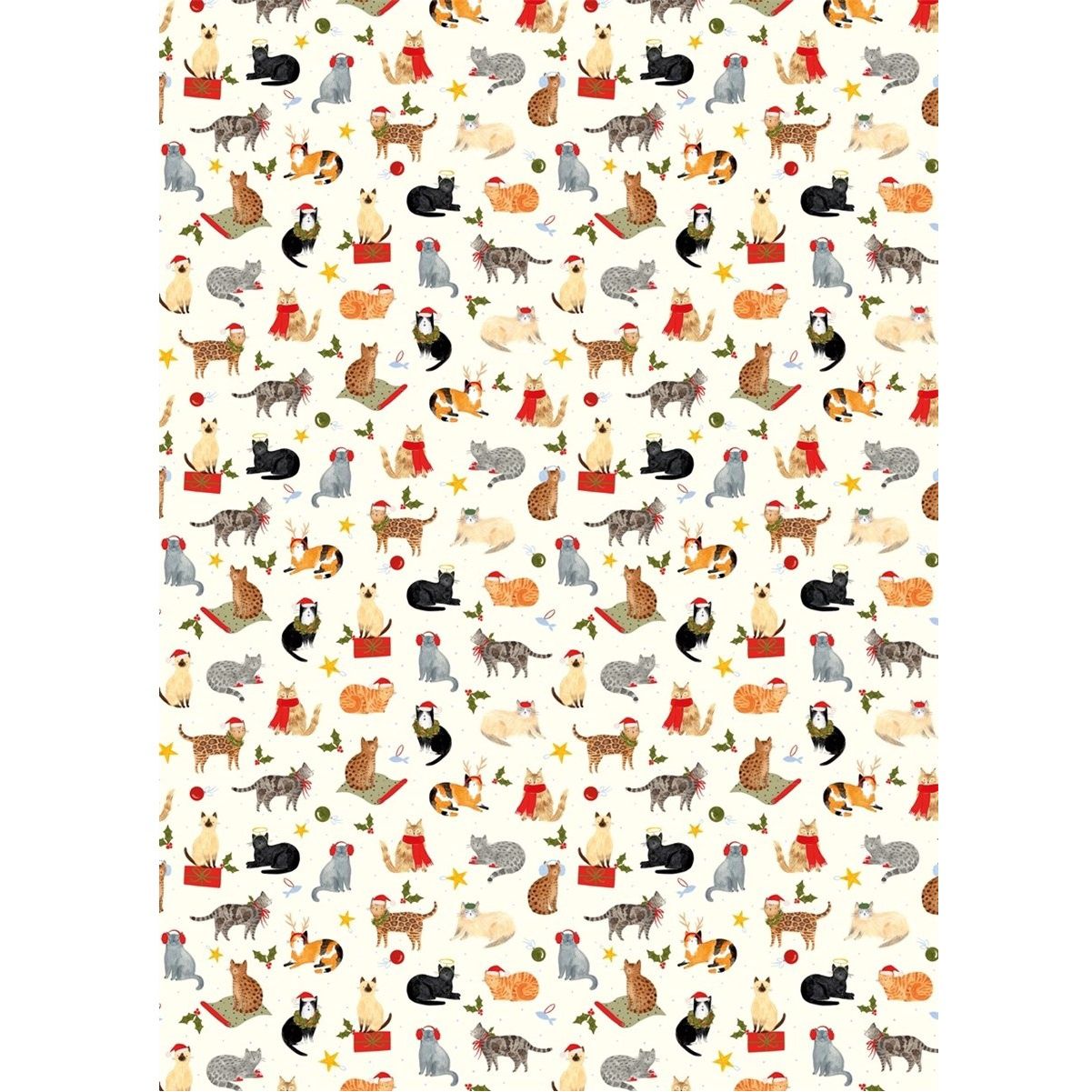 GWX SANTA PAWS CATS XMAS FLAT WRAP