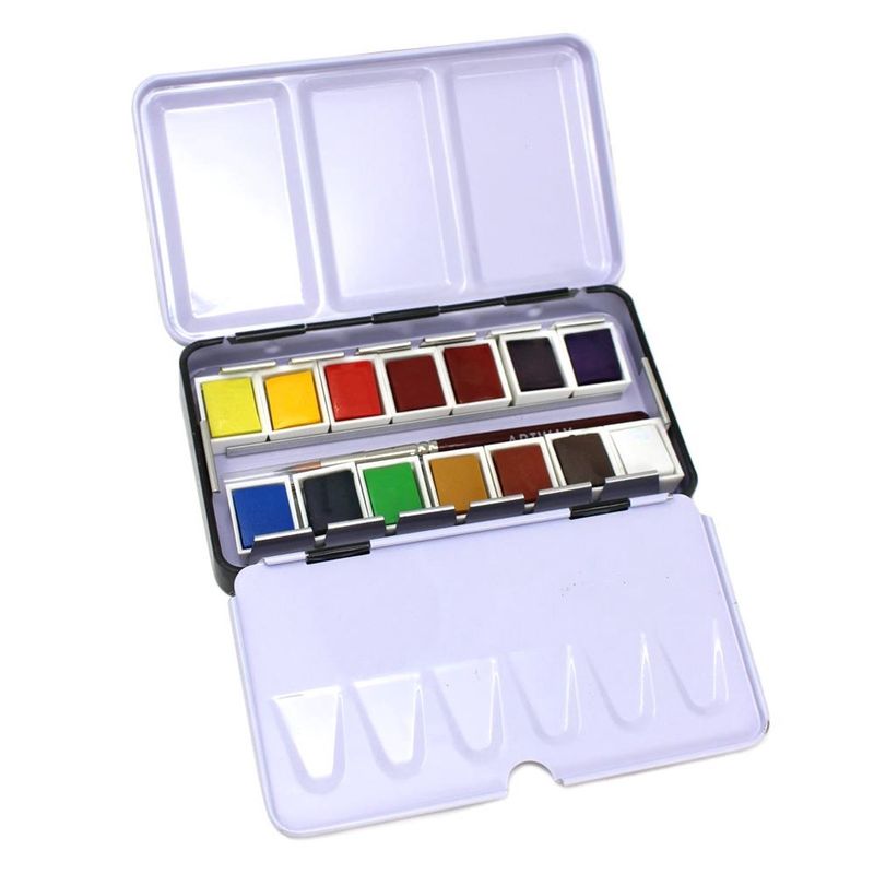 AR  Artway Watercolour Set -14 half pans &amp; travel brush