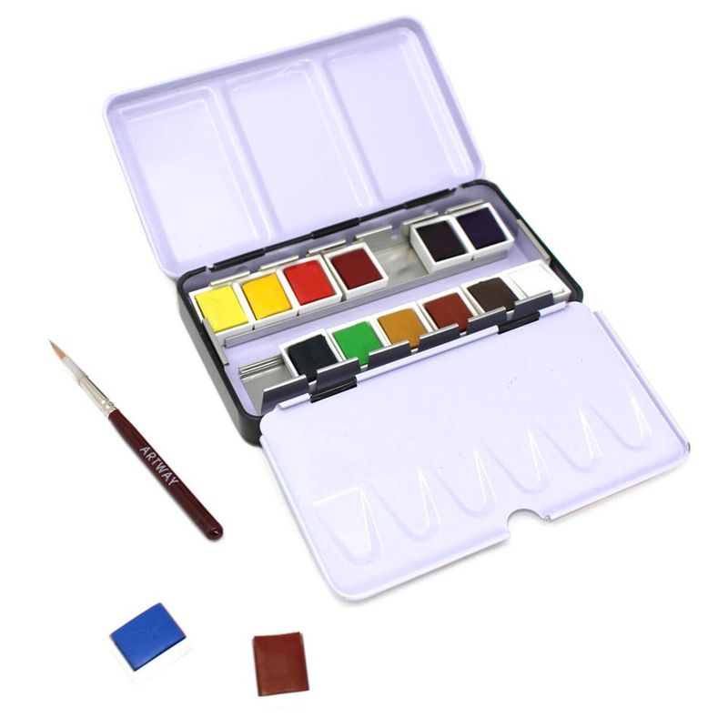 AR  Artway Watercolour Set -14 half pans &amp; travel brush