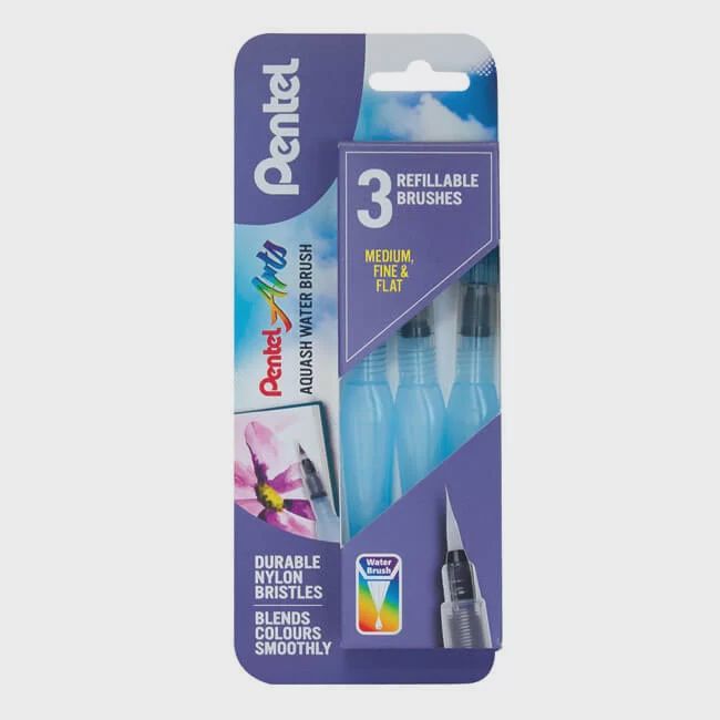AR Pentel Aquash Water Brush 3-piece cardboard pack XFRH/3FMMBNEW