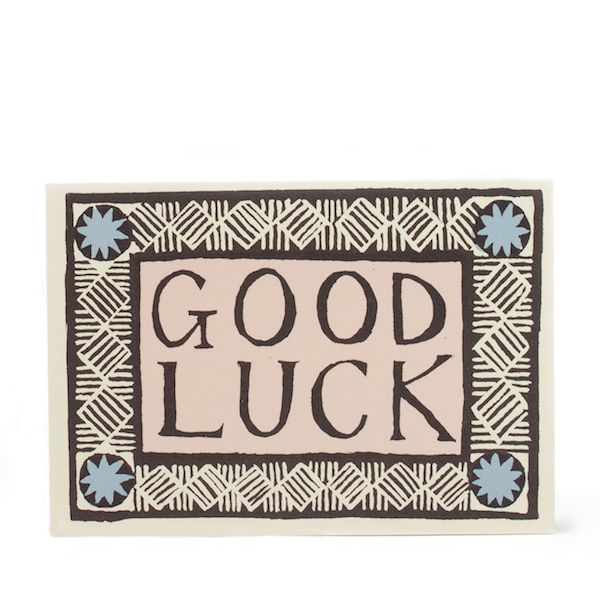 GCO CARD GOOD LUCK COFFEE, PINK AND SKY BLUE
