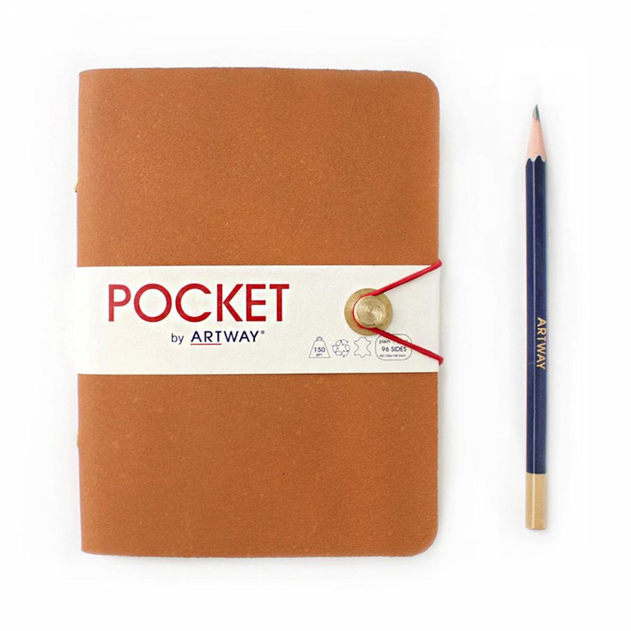 NB Artway INDIGO Pocket Leather Travel Journal Tan with 4B Pencil - A6