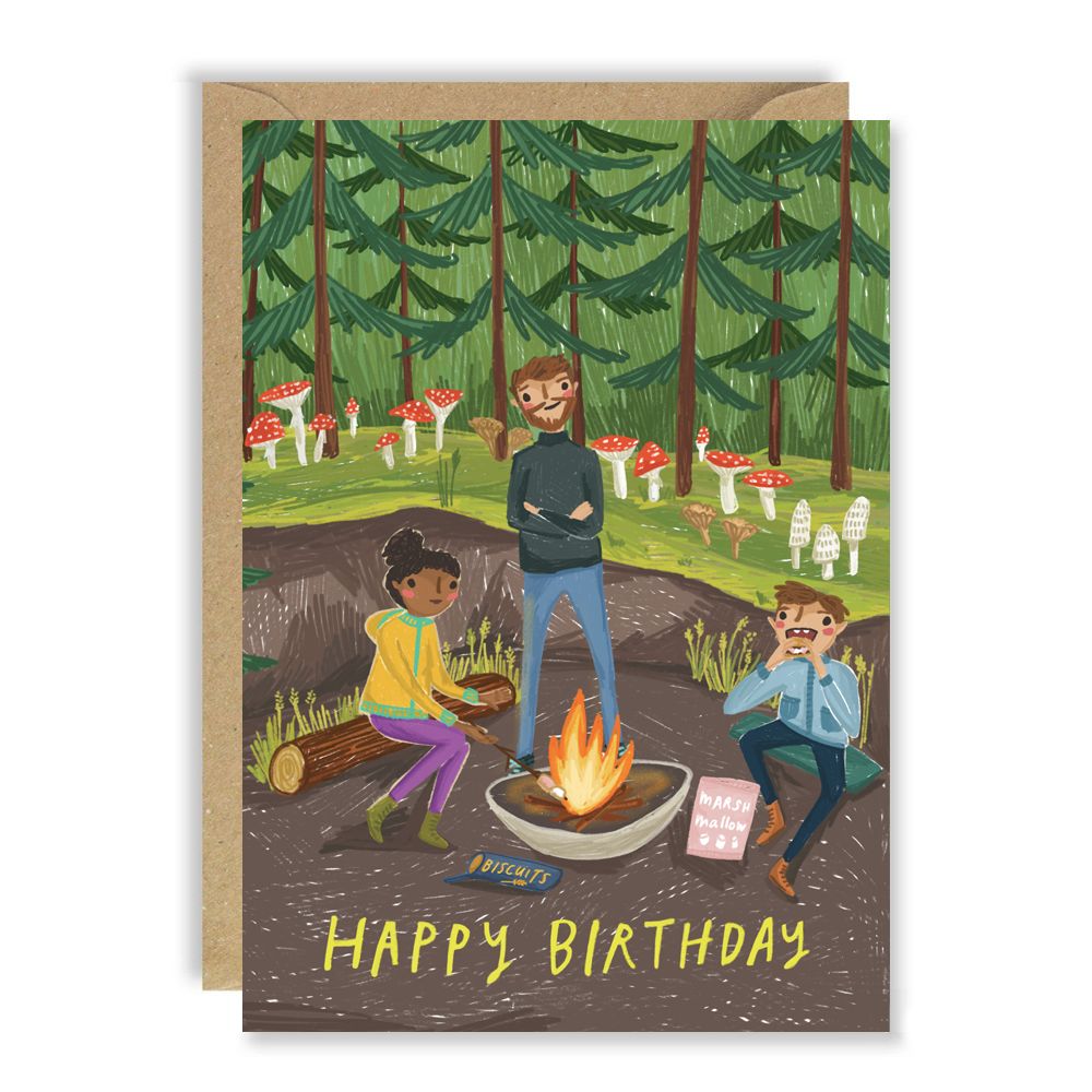 GC Mushroom Fire Birthday Greeting Card