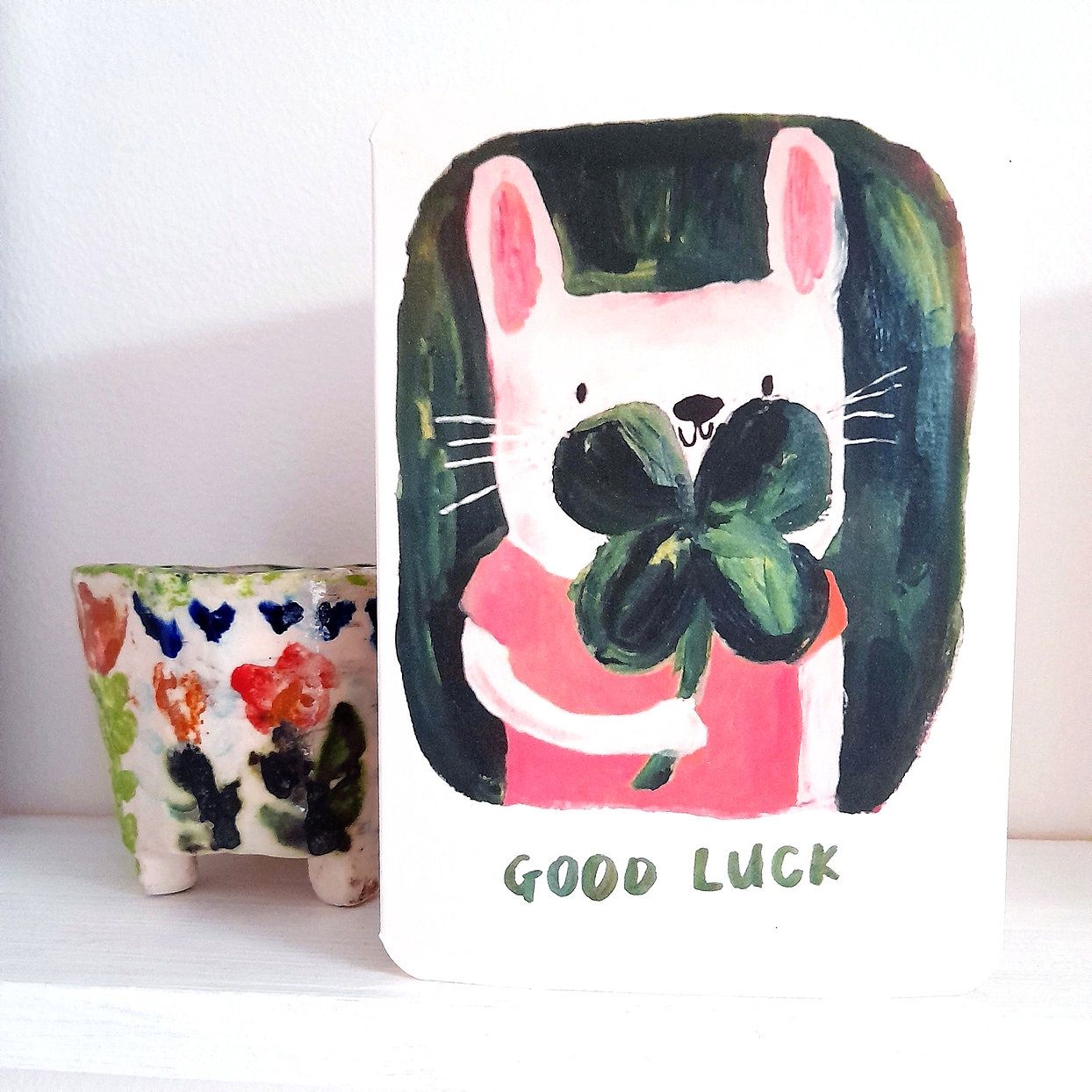 GC Good Luck Clover Greetings Card