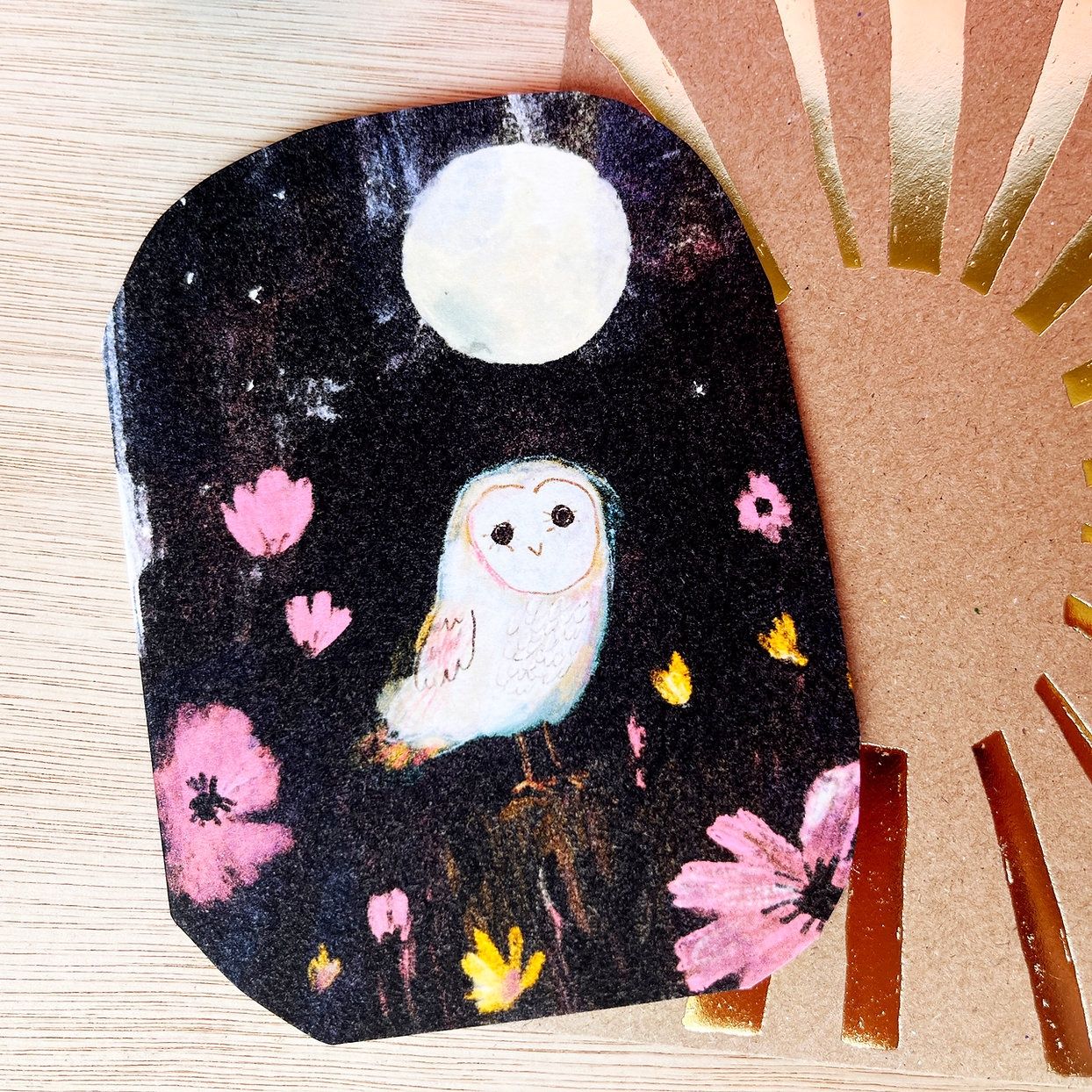 GC Little Wonder Moon Owl  Greetings Card