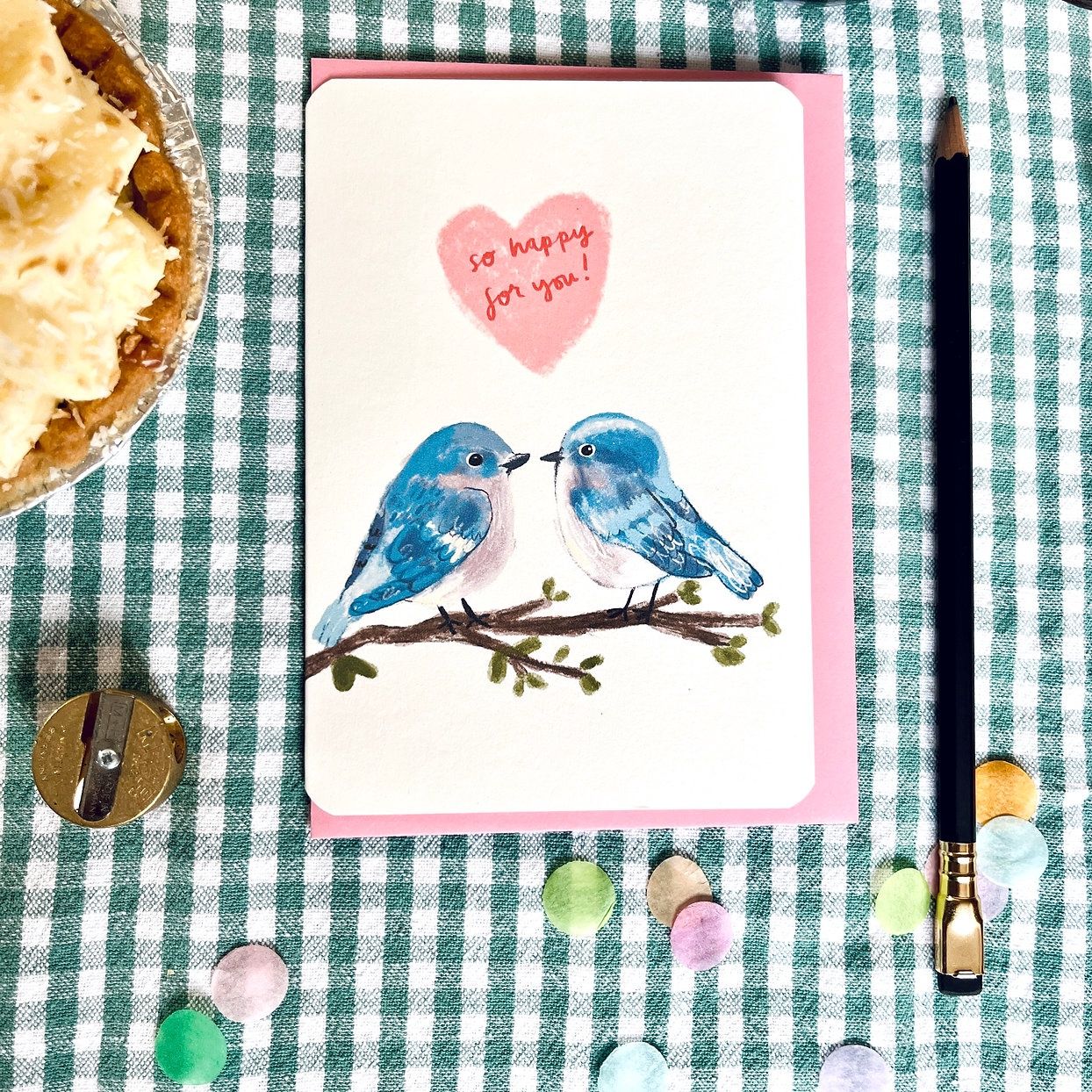 GC So Happy For You Bluebirds Greetings Card