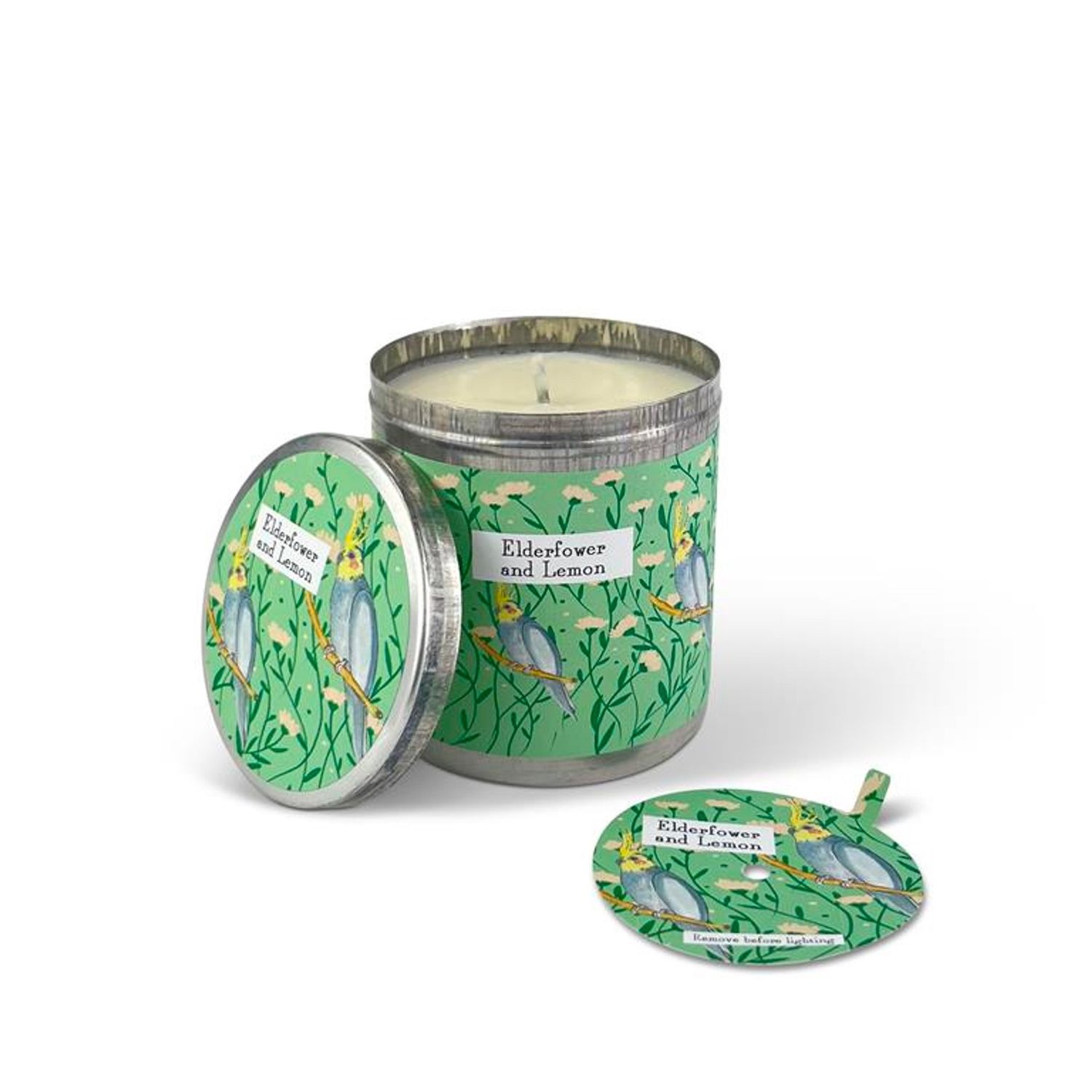 GF Elderflower &amp; Lemon - Cockatiel 200ml Illustrated Candle