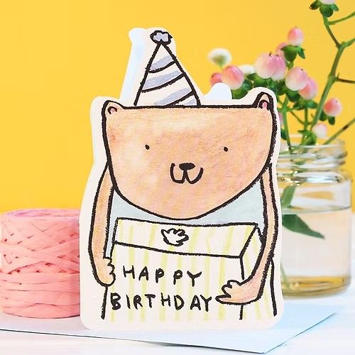 GC Cut-out Bear Birthday Greetings Card