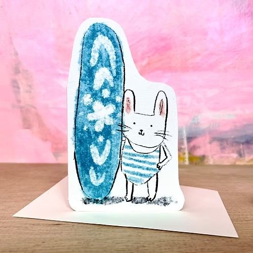 GC Surfer Bunny Seaside Greetings Card