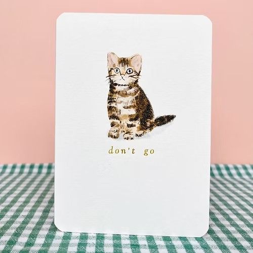 GC Vintage Gold Don't Go Cat Greetings Card