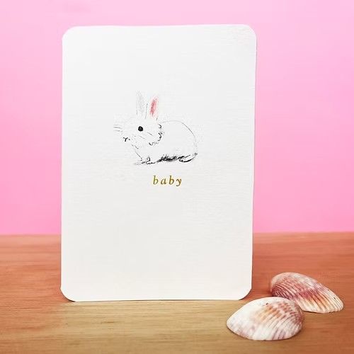 GC Vintage Gold Bunny Baby Greeting Card