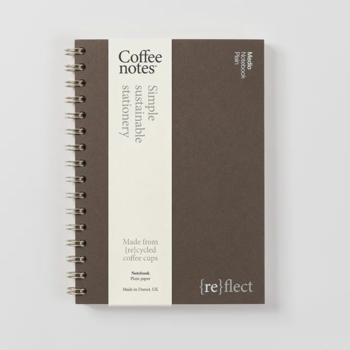 NB Coffeenotes Medio Wirobound Notebook - various styles, Collection: Café, COLOUR: Espresso, PAPER: Plain
