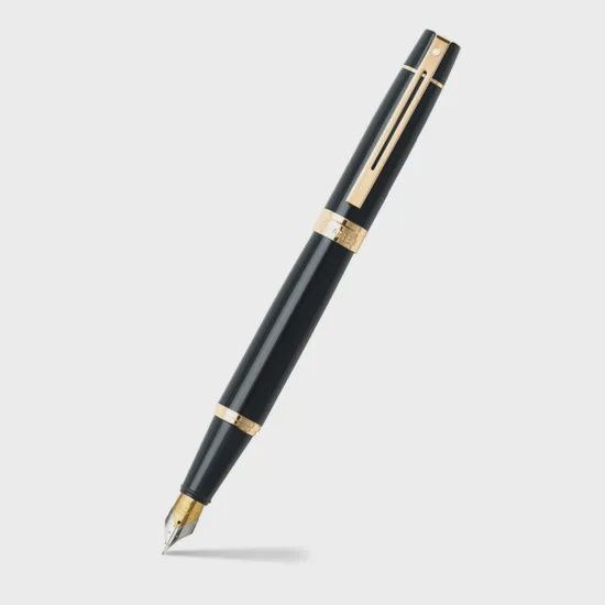 FP Sheaffer 300 Gloss Black with Gold Trim Fine