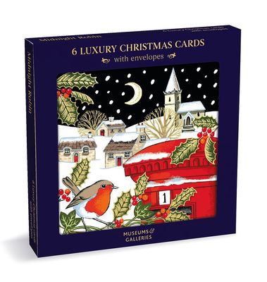 GCX Midnight Robin pack of 6 luxury Christmas cards