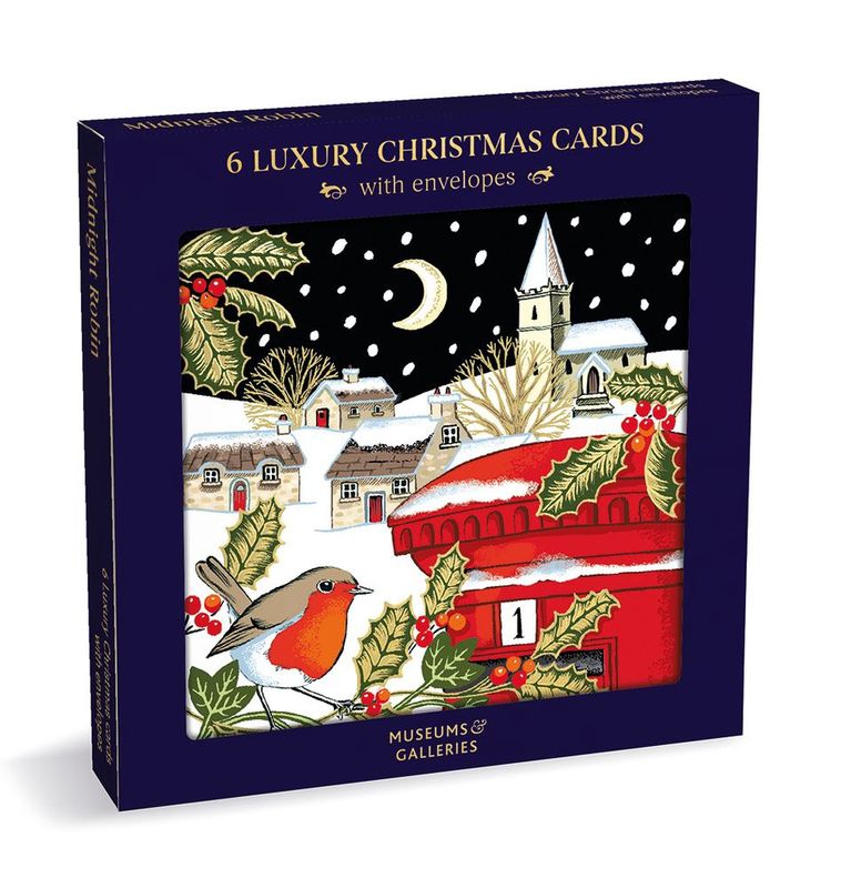 GCX Midnight Robin pack of 6 luxury Christmas cards