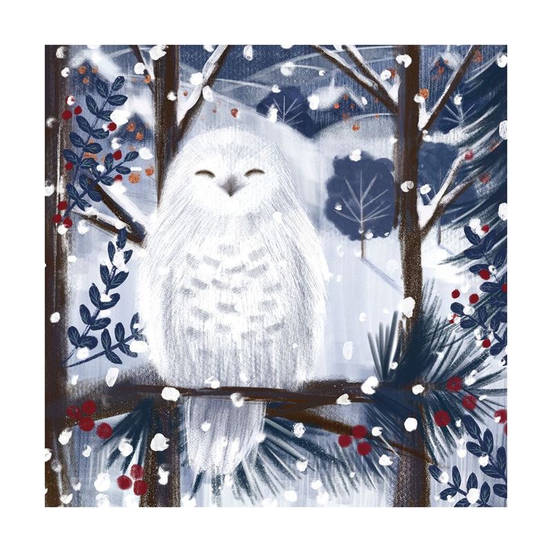 GCX Snowy Owl Small Square Christmas Card - Pack of 8