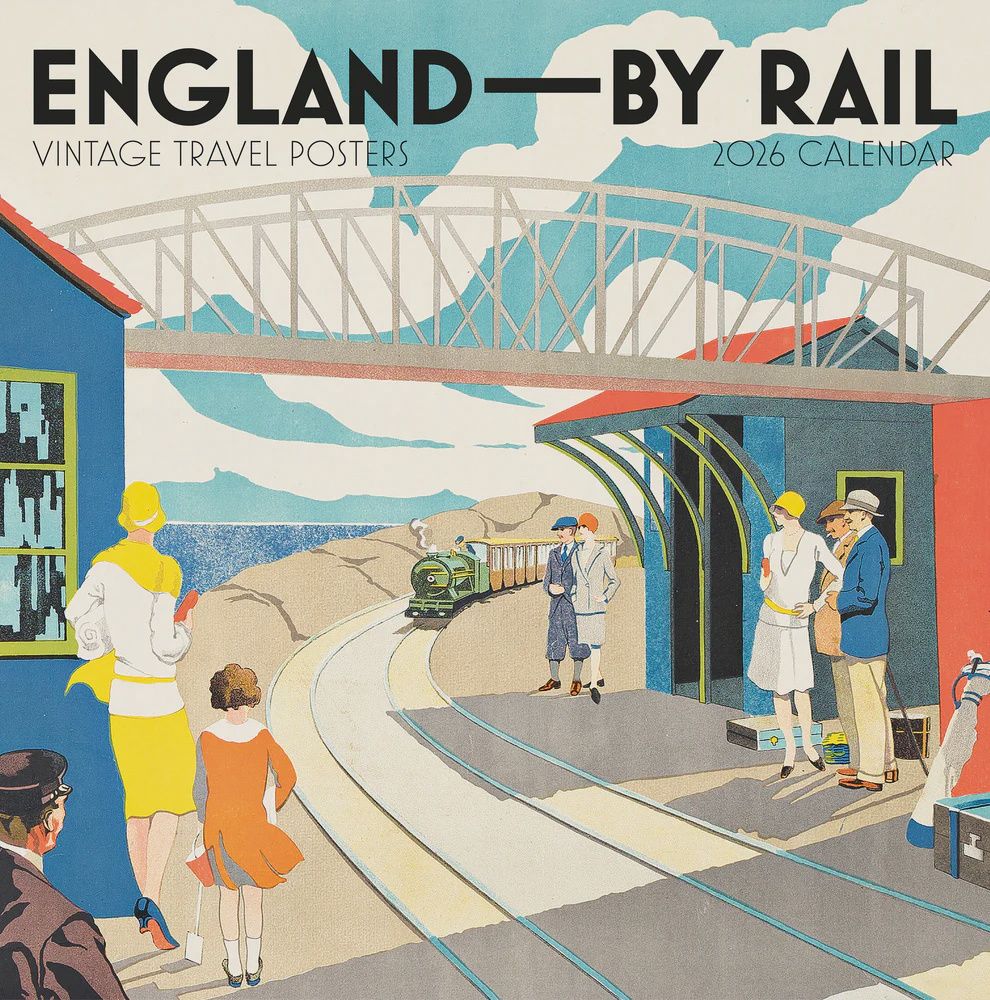 CA 2026 Pomegranate Large Wall Calendar England by Rail: Vintage Travel Posters